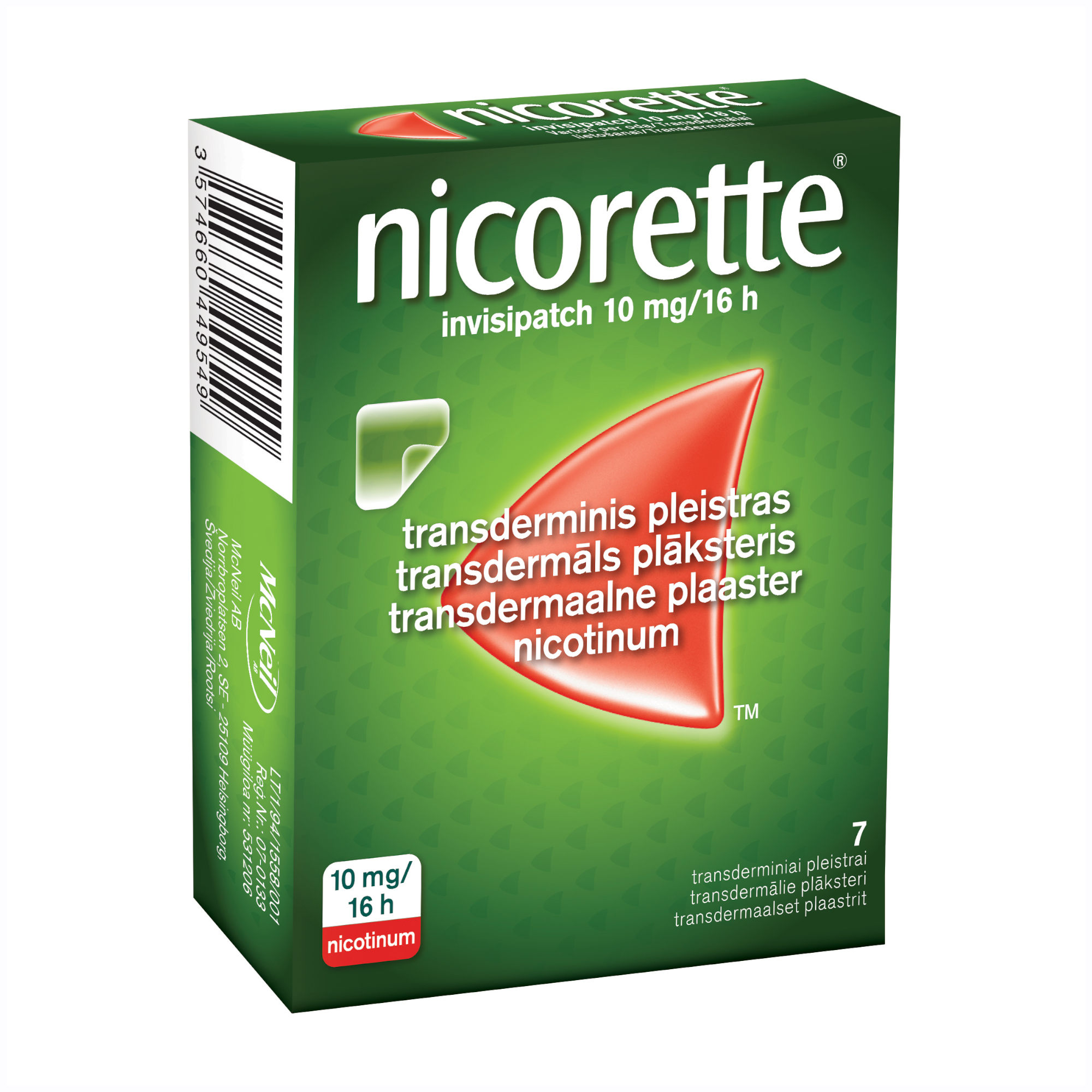 Nicorette invisipatch 10 mg/16 h transdermāls plāksteris