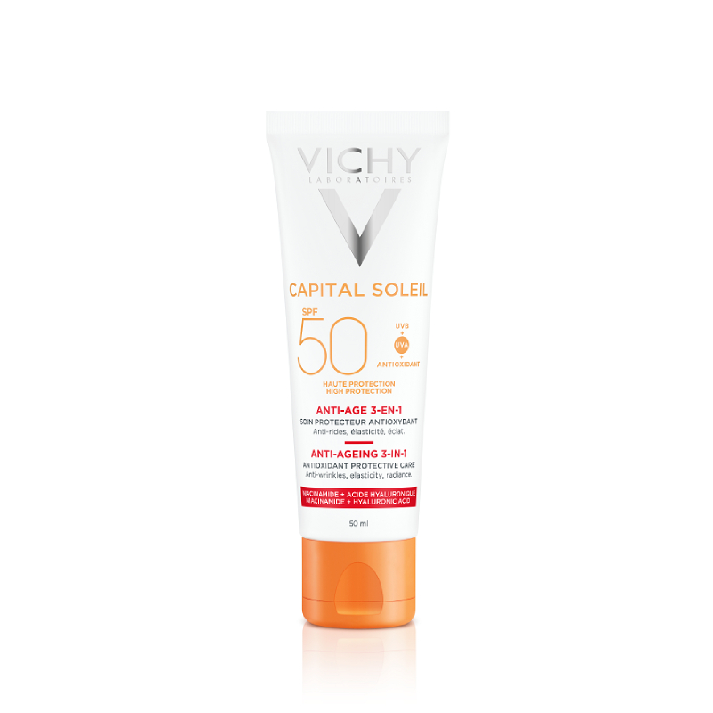 VICHY Capital Soleil SPF 50+ Pretnovecošanās saules aizsargkrēms, 50 ml