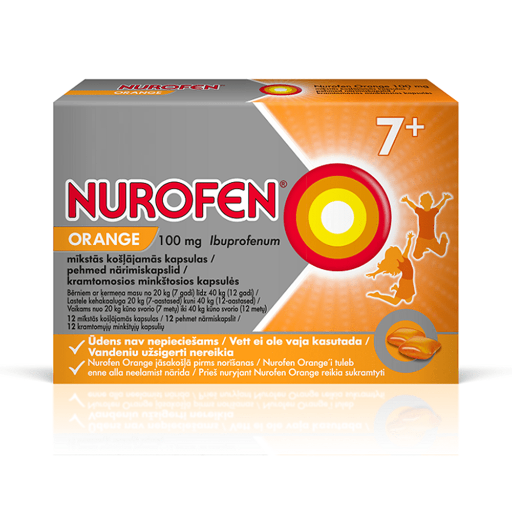 Nurofen orange 100 mg mīkstās košļājamās kapsulas