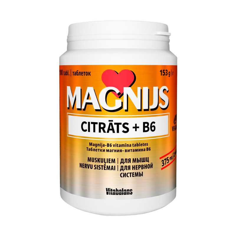 Magnijs Citrāts 375 mg+B6 tabletes, N100