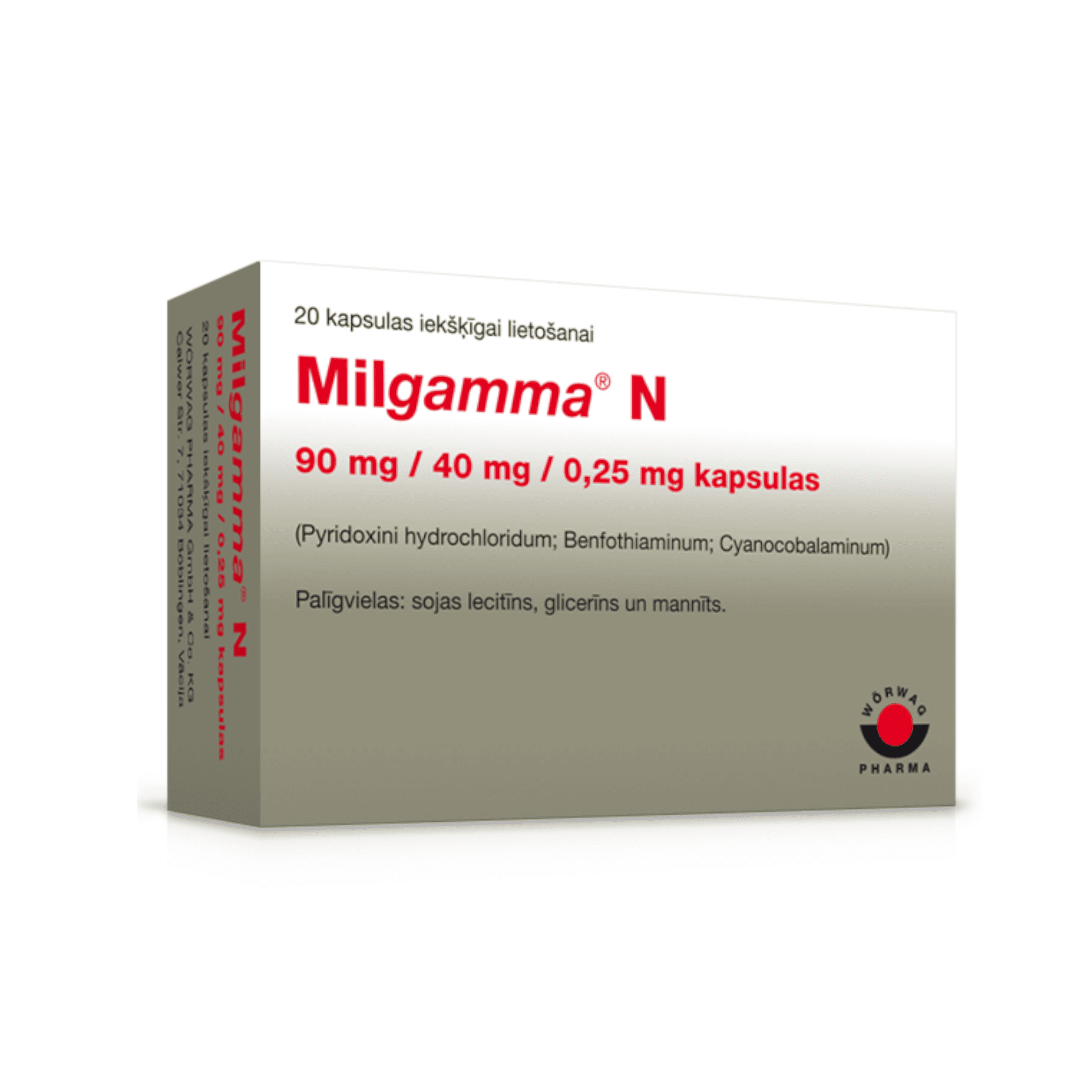 Milgamma N 90 mg/40 mg/0,25 mg mīkstās kapsulas