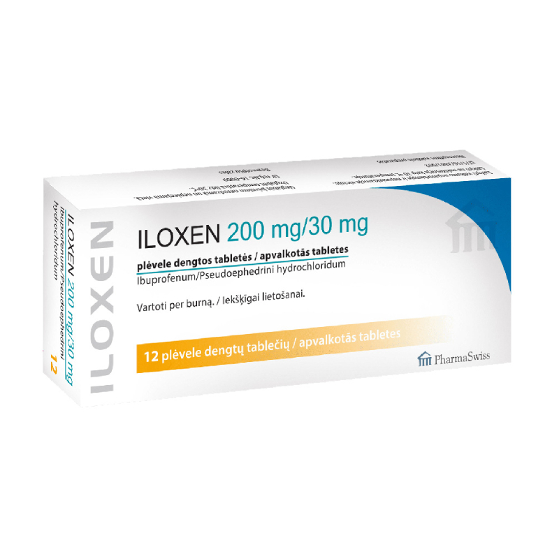 Iloxen 200 mg/30 mg apvalkotās tabletes