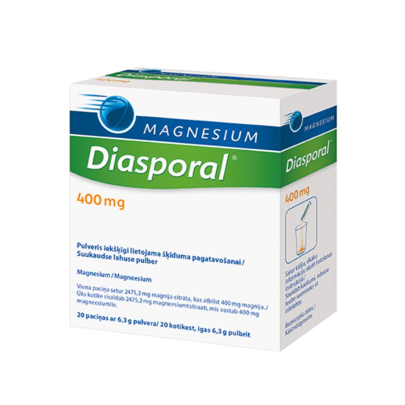 Magnesium Diasporal 400 mg pulveris iekšķīgi lietojama šķīduma pagatavošanai