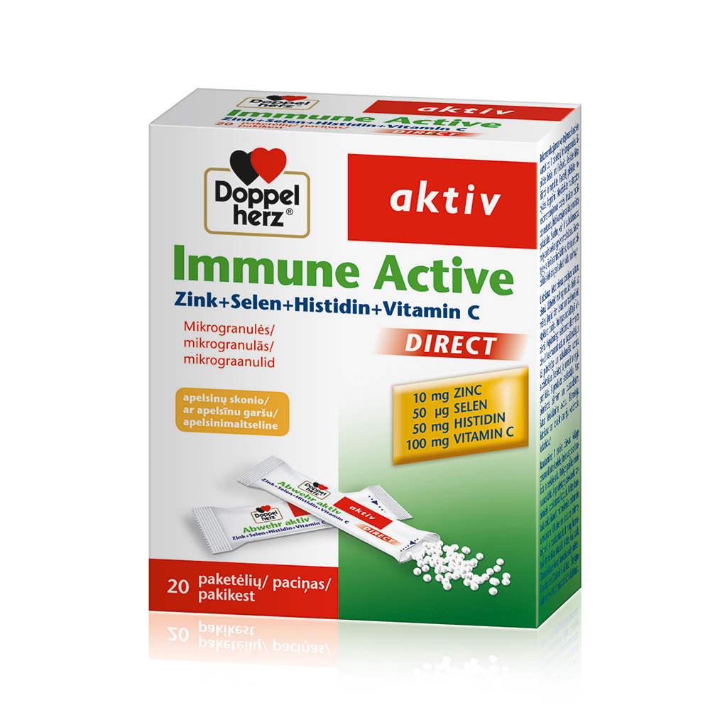 DOPPELHERZ AKTIV IMMUNE ACTIVE DIRECT, mikrogranulas, 20 paciņas