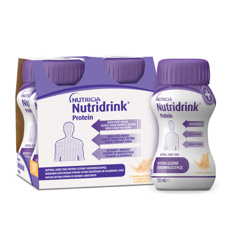 NUTRICIA Nutridrink Protein ar vaniļas garšu 125 ml dzēriens, 4 gab.