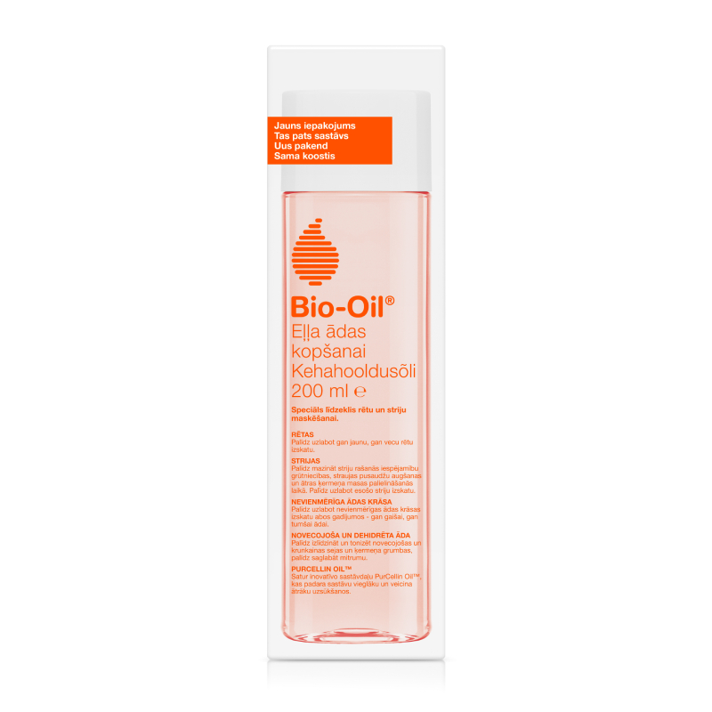 BIO-OIL ādas kopšanas līdzeklis, kas palīdz uzlabot rētu, striju un nevienmērīgas ādas krāsas izskatu, 200ml