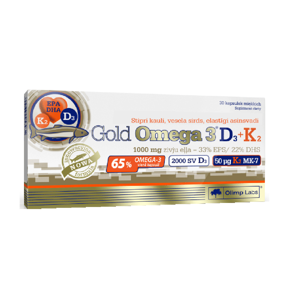 OLIMP LABS GOLD OMEGA 3 D3 + K2, kapsulas, 30 gab.