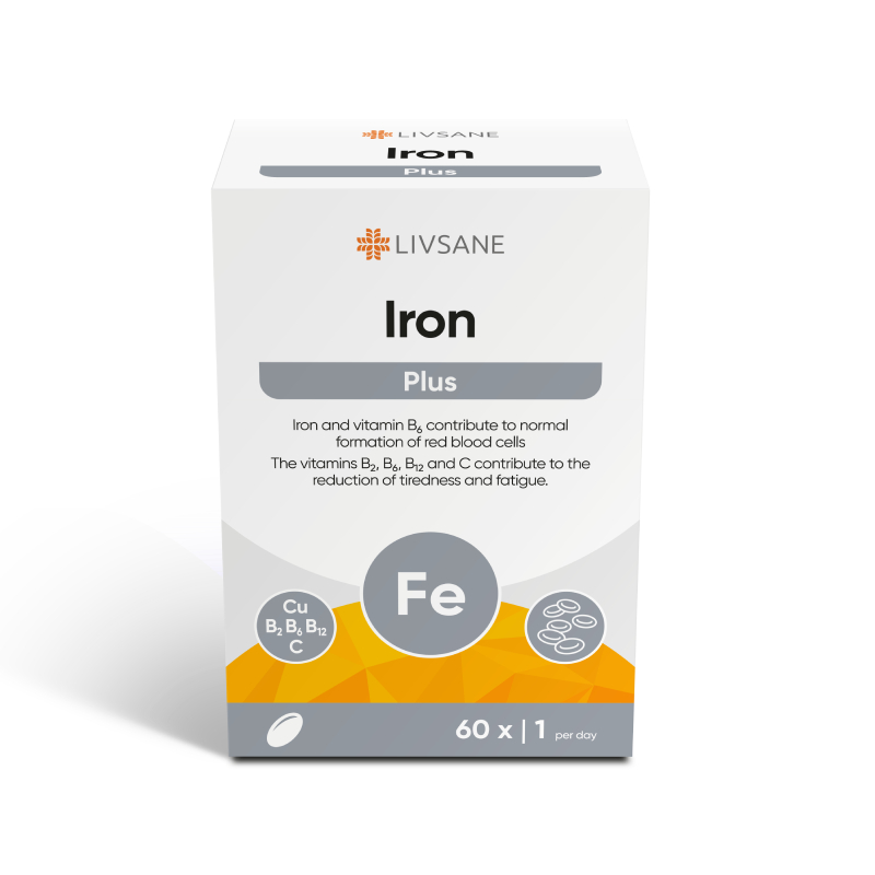 LIVSANE Iron Plus tabletes, 60 gab.