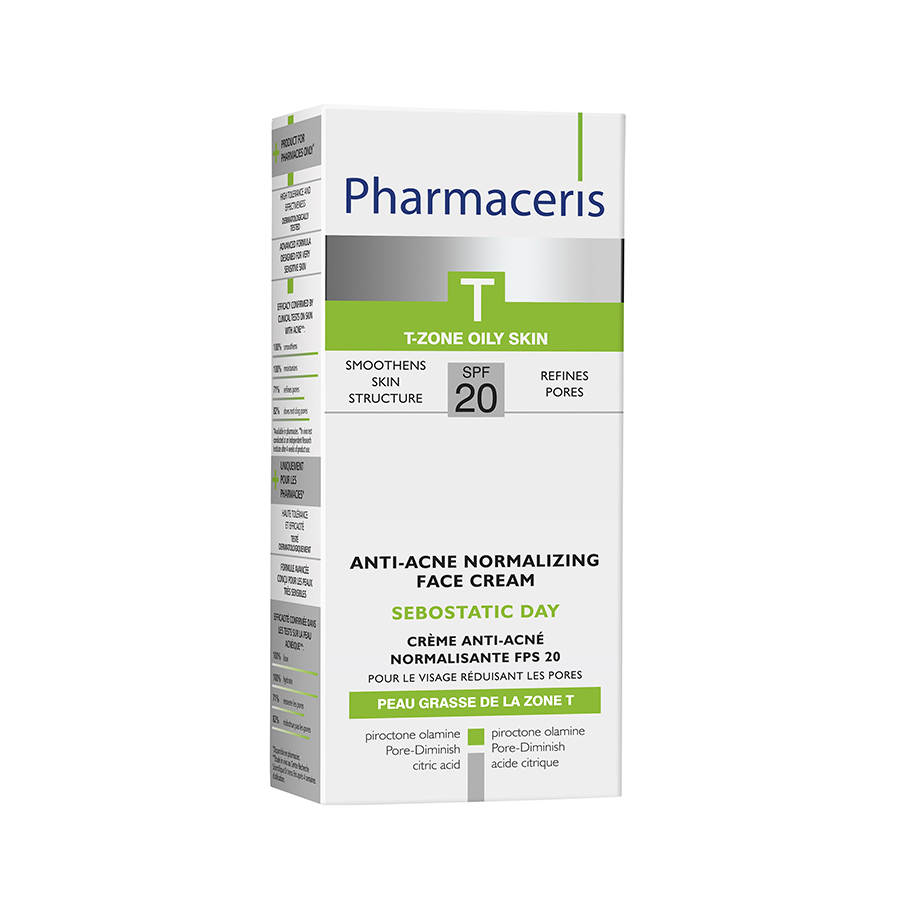 PHARMACERIS T normalizējošs anti-akne krēms SEBOSTATIC DAY SPF20, 50 ml