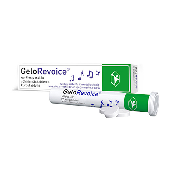 GELOREVOICE upeņu-mentola sūkājamās tabletes, 20 gab.