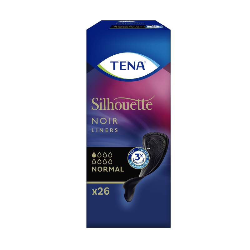 TENA Silhouette Noir Normal ieliktnīši melnā krāsā, 26 gab.
