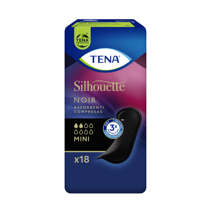 TENA Silhouette Mini ieliktnīši melnā krāsā, 18 gb.