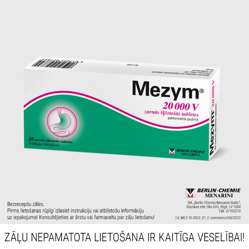 Mezym 20 000 V zarnās šķīstošās tabletes