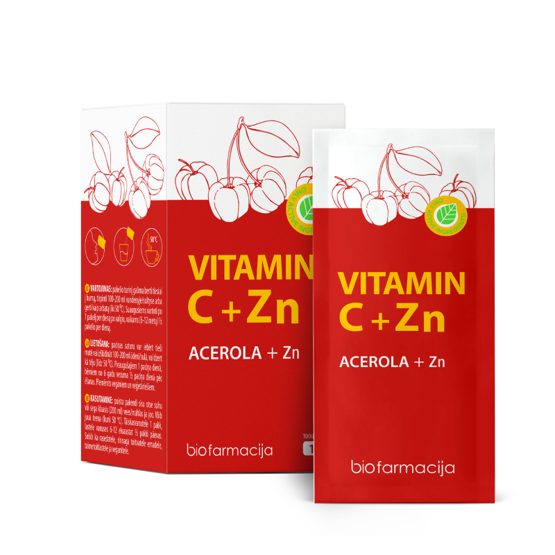 Biofarmacija Vitamin C + Zn, 14 paciņas