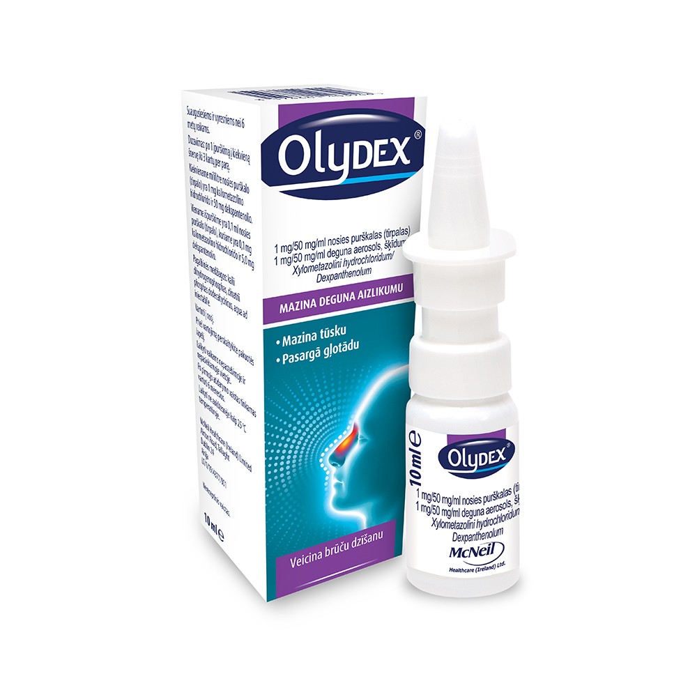 Olydex 1 mg/50 mg/ml deguna aerosols, šķīdums