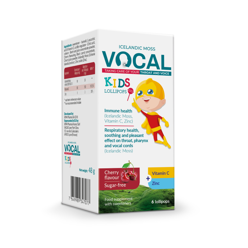 Vocal KIDS ar ķiršu garšu, 6 pastilas