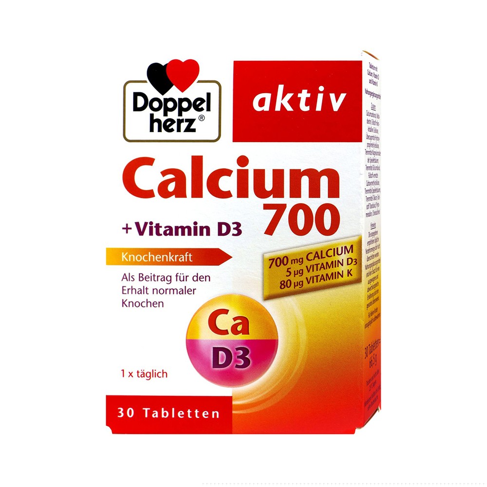 Doppelherz Activ Calcium 700 + Vitamīns D3, 30 tabletes