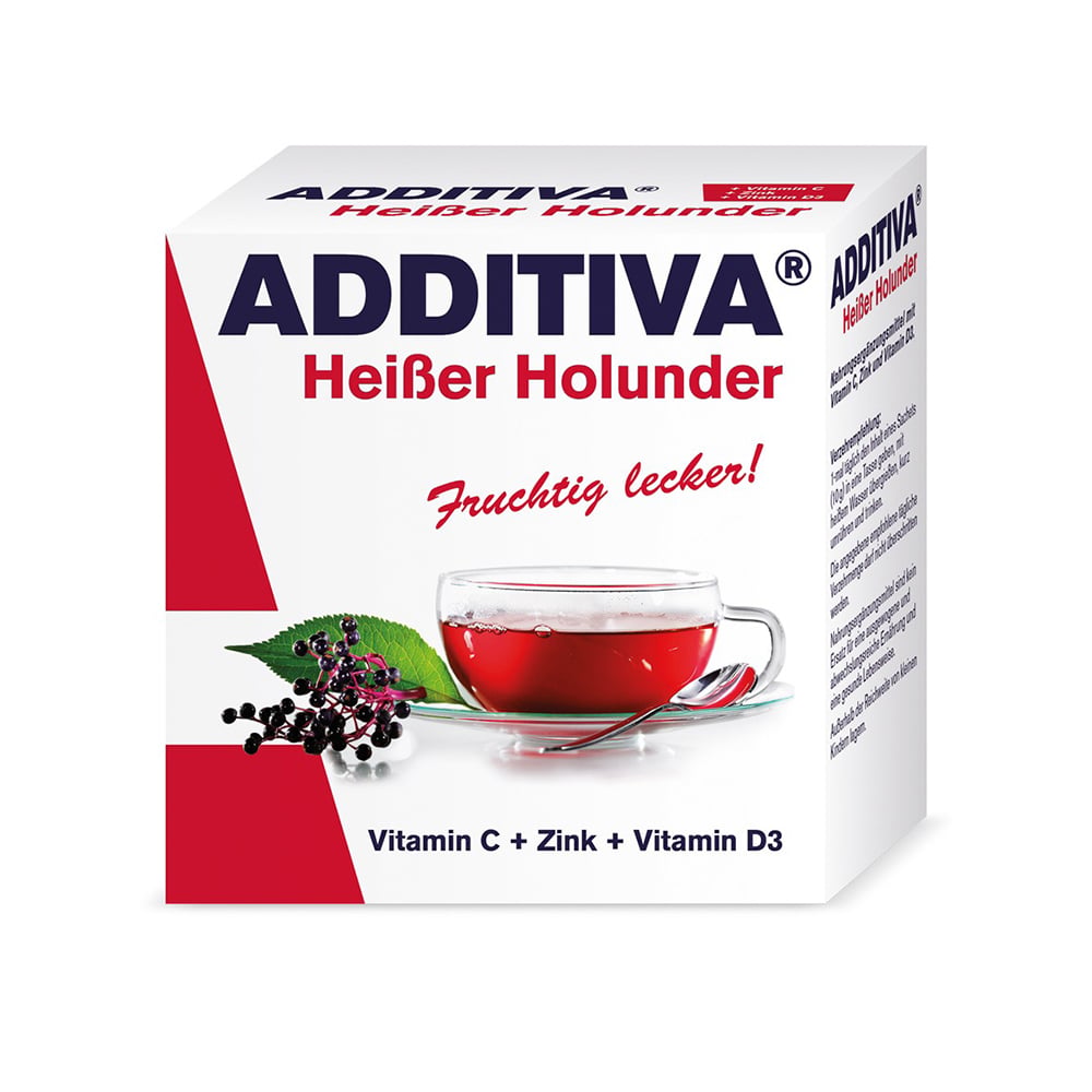 ADDITIVA karstais plūškoks + C vitamīns + cinks + D3 vitamīns, pulveris, 10 paciņas