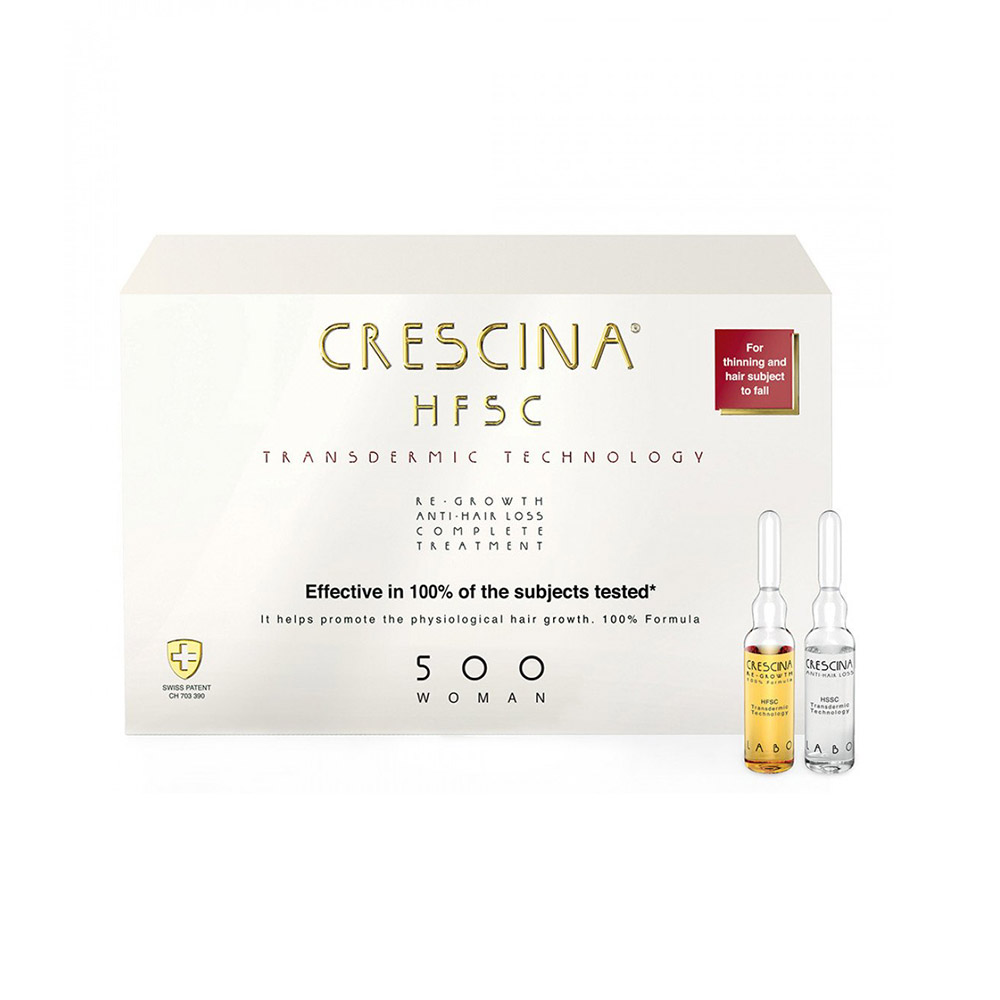 CRESCINA TRANSDERMIC ampulas pret matu izkrišanu 500, sievietēm, 40 ampulas
