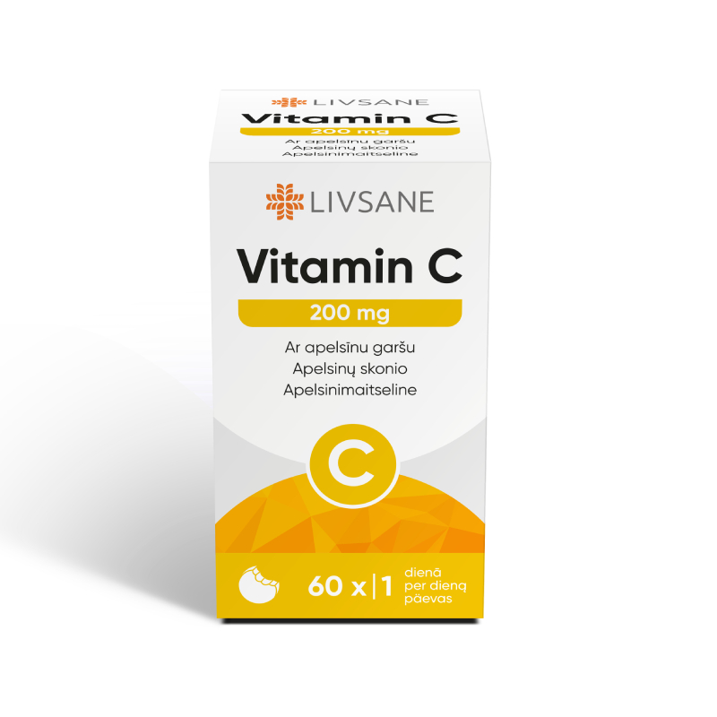 LIVSANE Vitamin C 200 mg košļājamās tabletes, 60 gab.