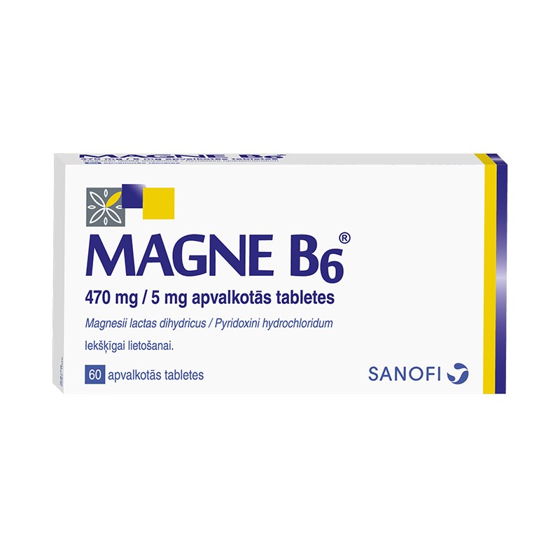 MAGNE B6 470mg/5mg apvalkotās tabletes N60 | BENU.L