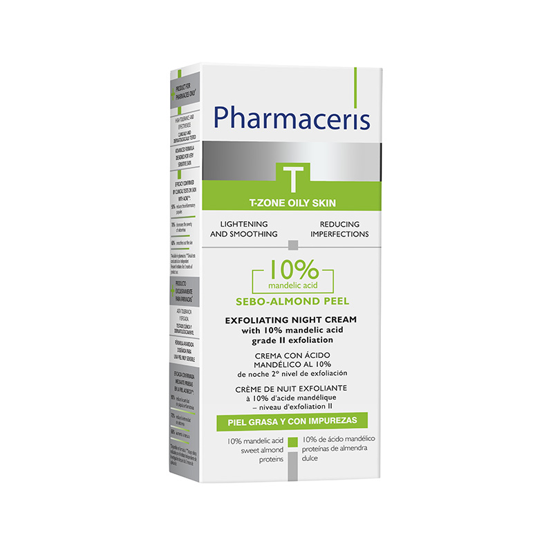 PHARMACERIS T ādu lobošs nakts krēms ar 10% mandeļskābi SEBO-ALMOND PEEL, 50 ml