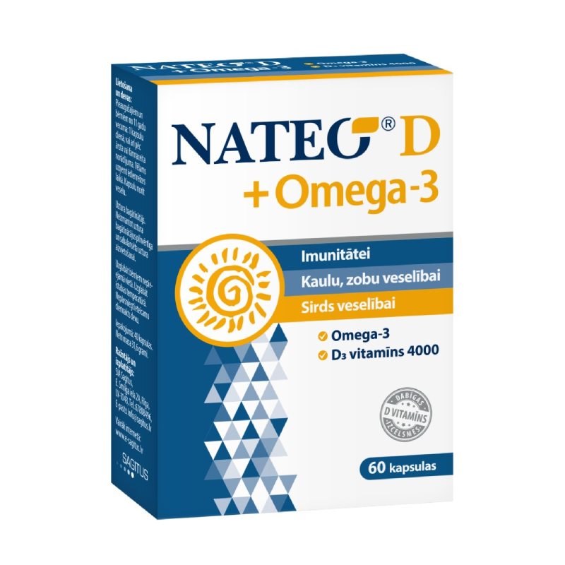 Nateo D3 Plus SV4000 Omega-3, 60 kapsulas