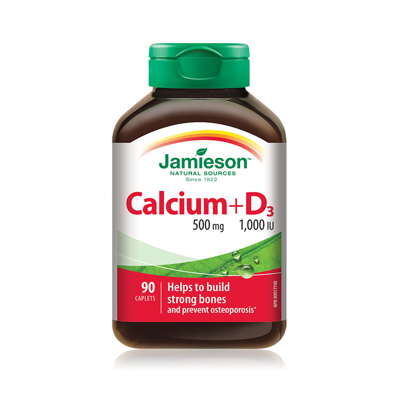JAMIESON Calcium+D3 500 mg/1000 IU tabletes, 90 gab.