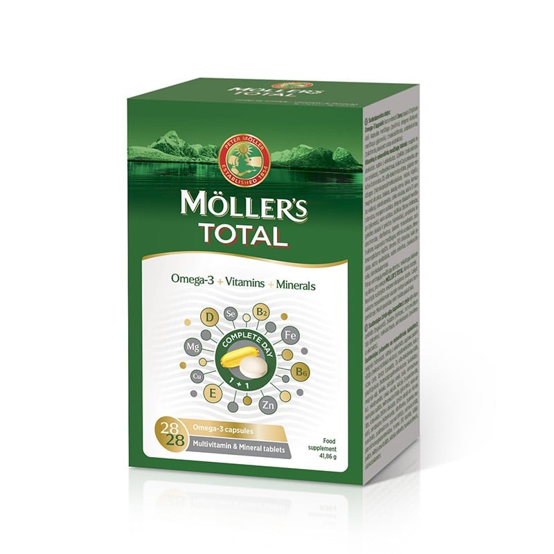 MOLLER TOTAL OMEGA-3 OIL CAPS N28 + VITAMIN TBL N28