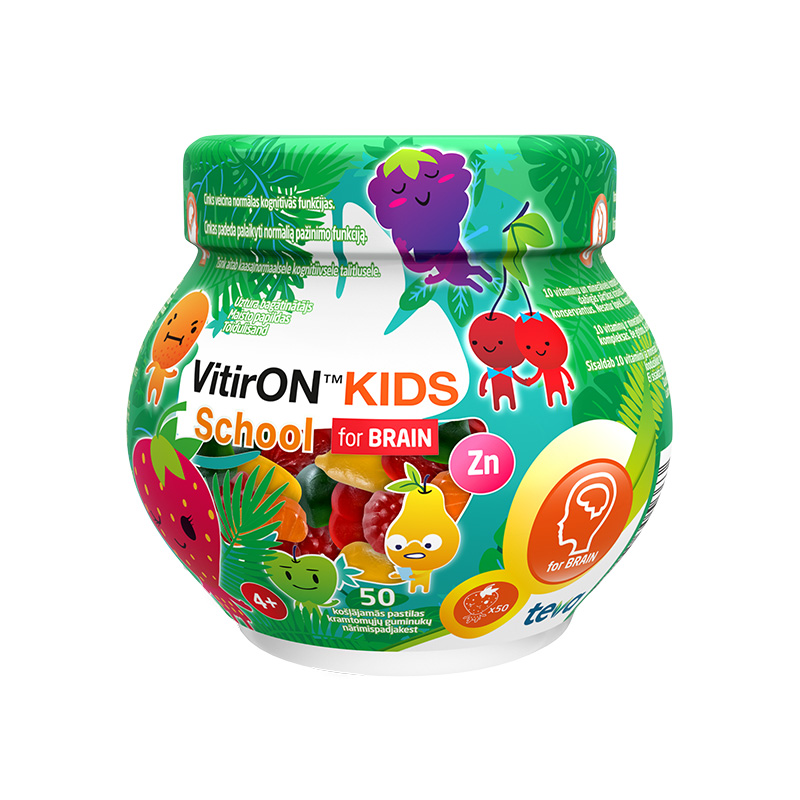 VITIRON Kids school, 50 košļājamas pastilas
