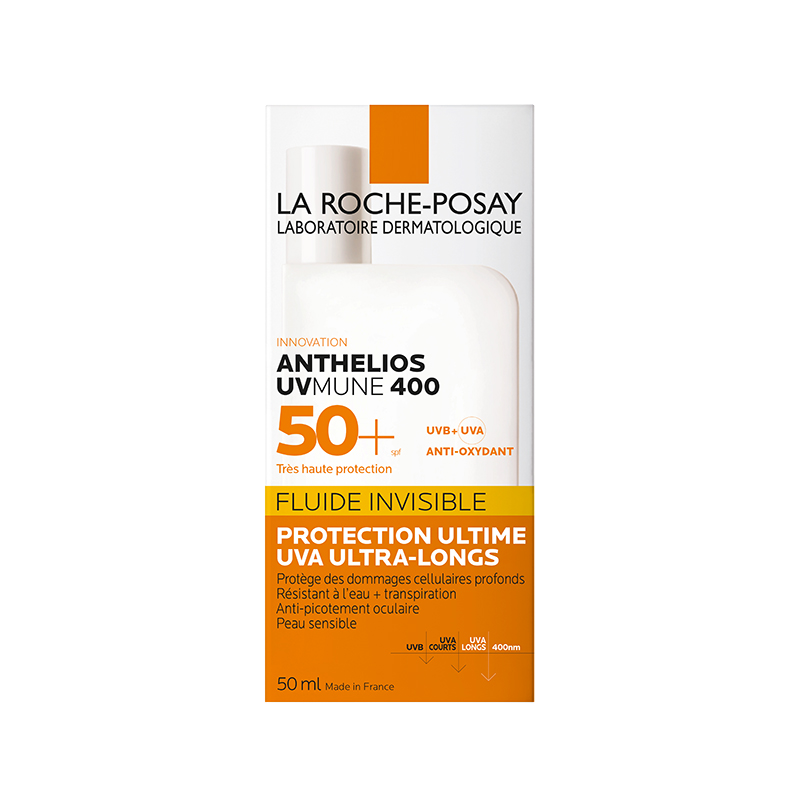 LA ROCHE-POSAY Anthelios UVmune 400 Invisible Fluid SPF50 + saules aizsarglīdzeklis, 50 ml