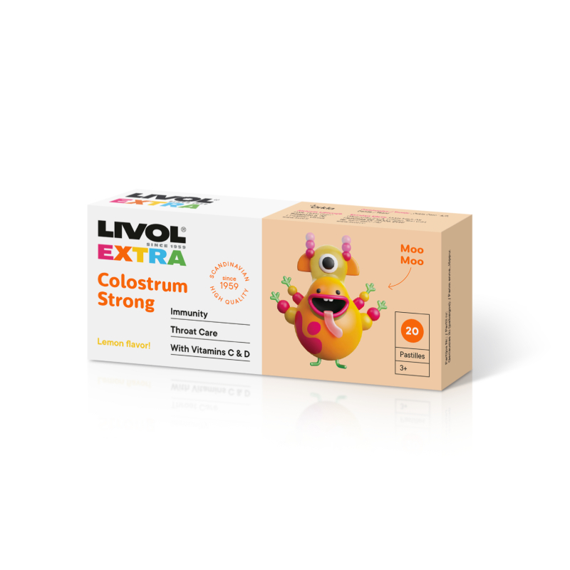 LIVOL EXTRA Colostrum Strong ar citronu garšu, 20 gb.