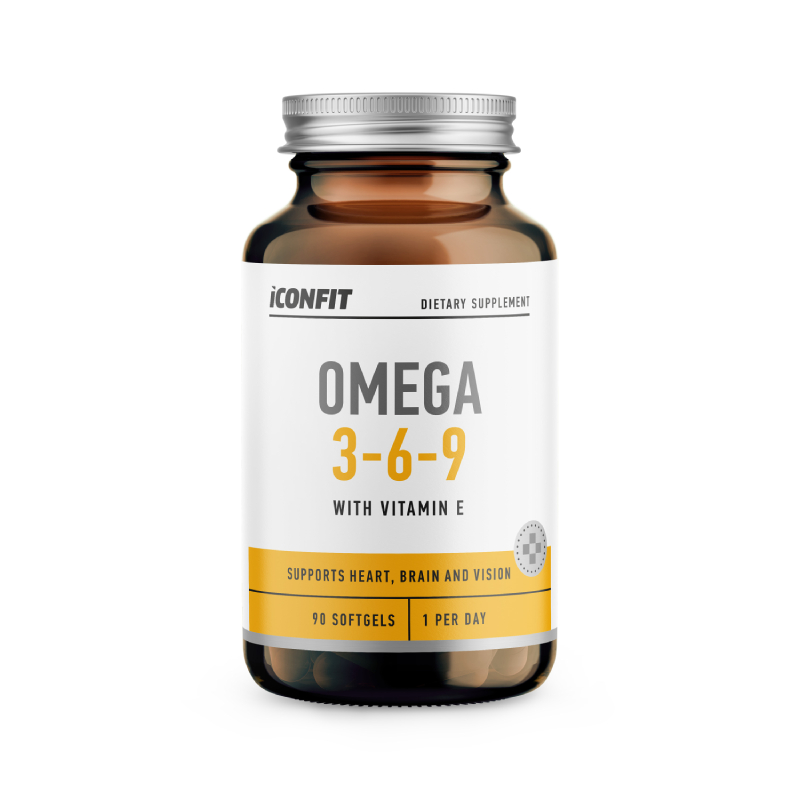 ICONFIT OMEGA 3-6-9 ar E vitamīnu 1000mg kapsulās, 90 gab