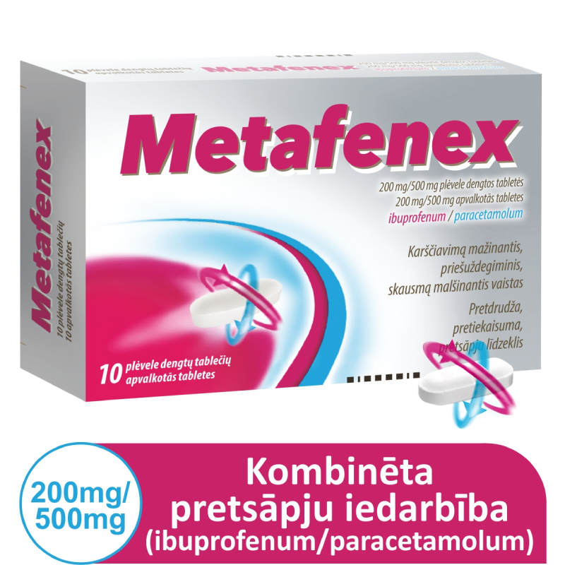 Metafenex 200 mg/500 mg apvalkotās tabletes, 10 tabletes