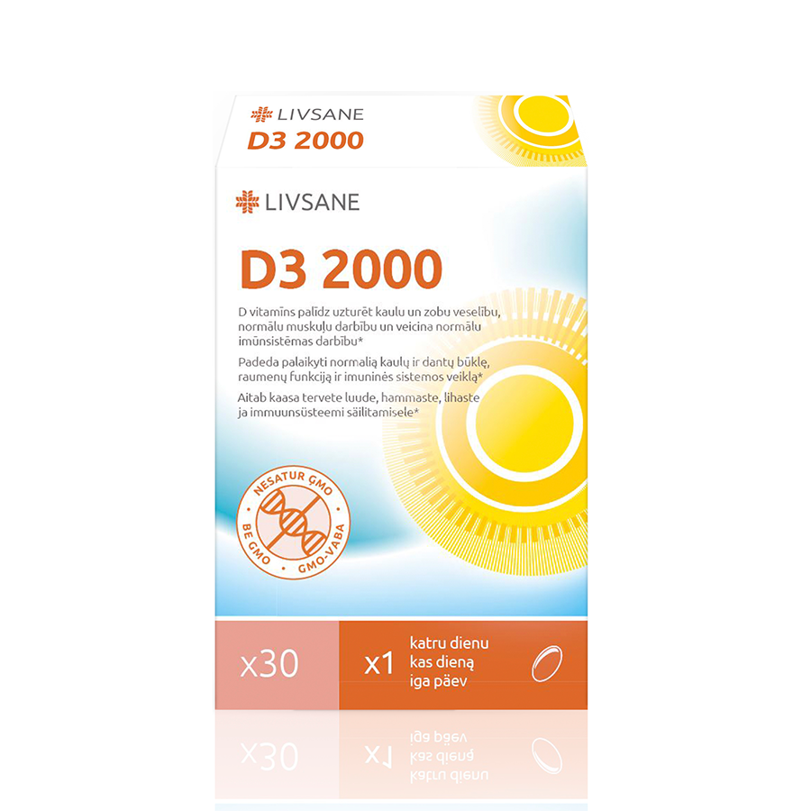 LIVSANE D3 2000 SV kapsulas, 30 gab.