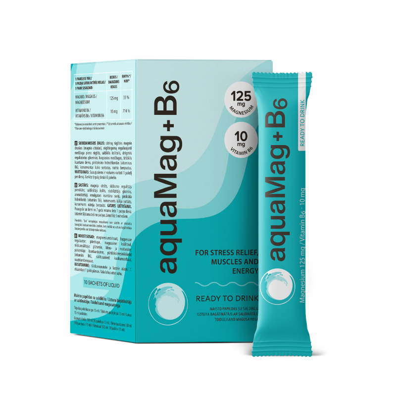 BIOFARMACIJA AquaMag+B6 15 ml paciņas, 10 gab.