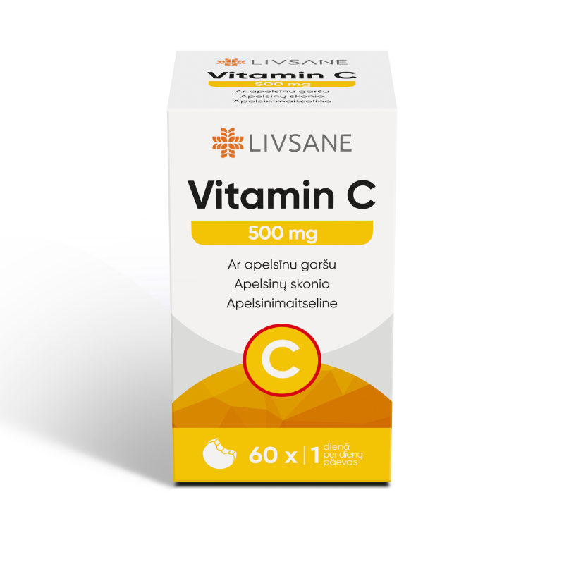 LIVSANE C vitamīns 500 mg košļājamās tabletes, 60 gab.