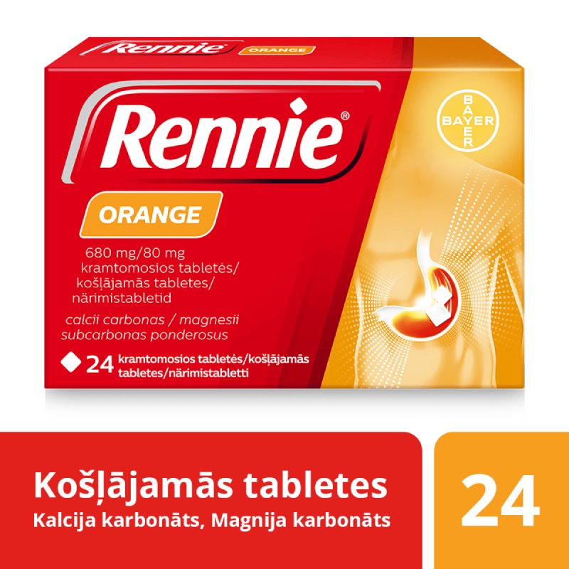Rennie Orange 680 mg/80 mg košļājamās tabletes