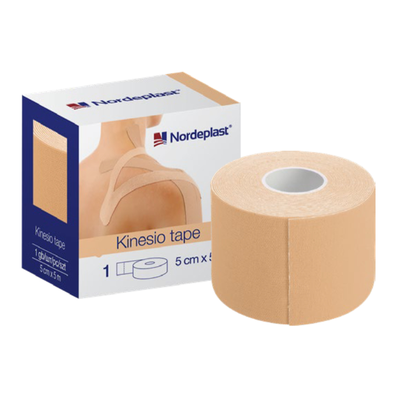 Kinezioloģiskais teips Nordeplast 5 cmx5 m, bēšs, 1 gb.