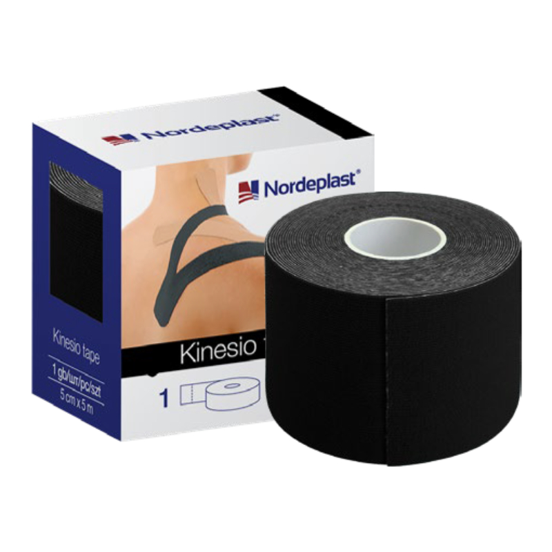Kinezioloģiskais teips Nordeplast 5 cmx5 m, melns, 1 gb.