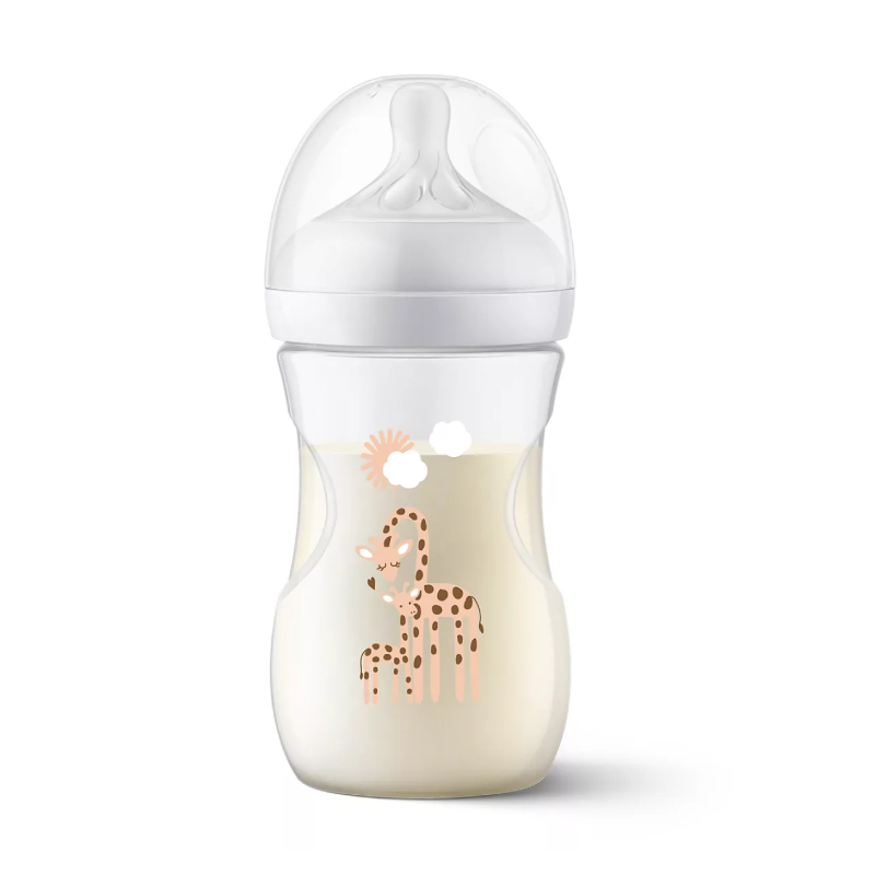 PHILIPS AVENT barošanas pudelīte,lēnas plūsmas knupītis NATURAL RESPONSE GIRAFFEe,1m+,260 ml, 1 gab.
