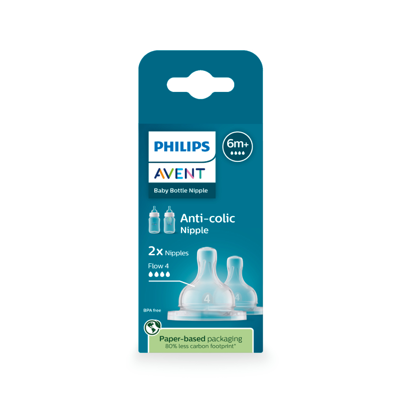 PHILIPS AVENT Pretkoliku barošanas pudeļu silikona knupīši 6M+, ātras plūsmas, 2 gab.