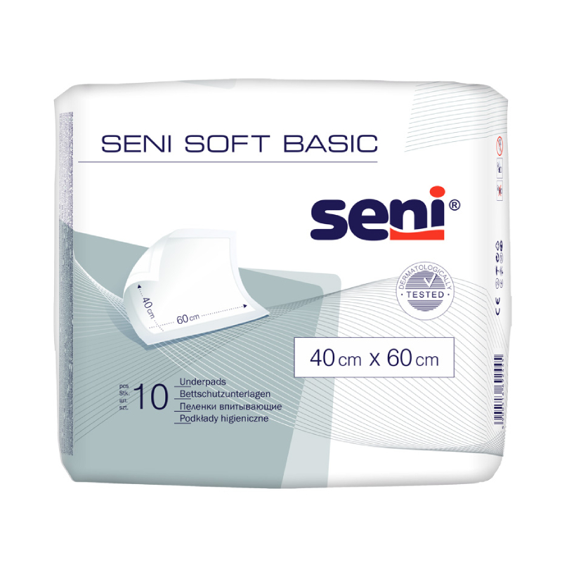 SENI SOFT BASIC absorbējošie paladziņi, 40x60 cm, 10 gab.