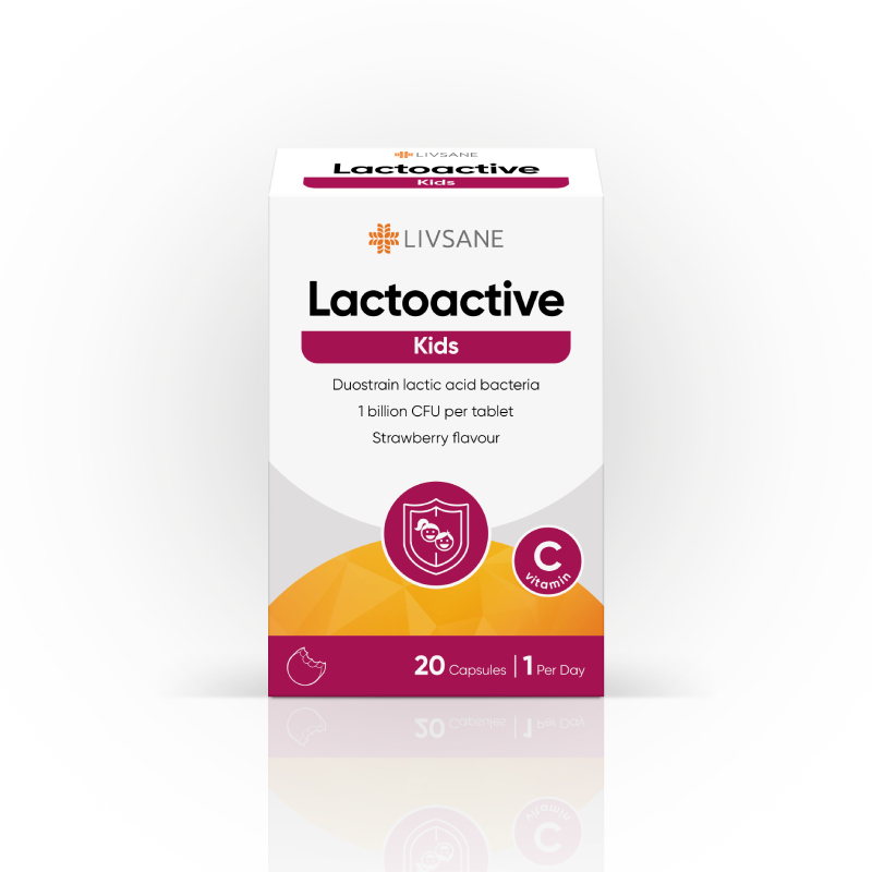 LIVSANE Lactoactive Kids košļājamās tabletes, 20 gab.