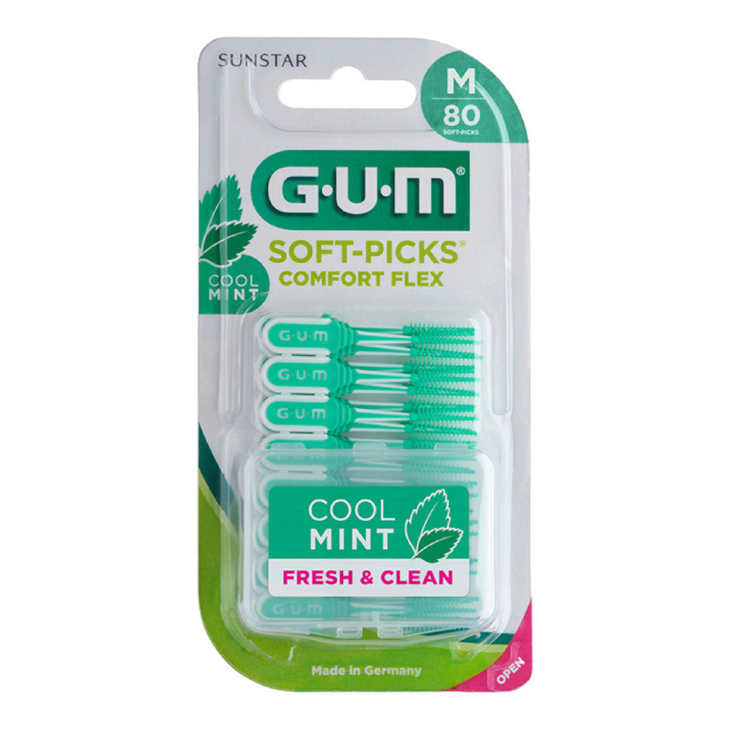 GUM Soft-Picks Comfort Flex, Medium Mint zobstarpu birstīte, 80 gab.