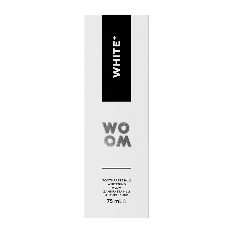 WOOM WHITE+ baltinoša pasta ar piparmētras garšu, 75 ml