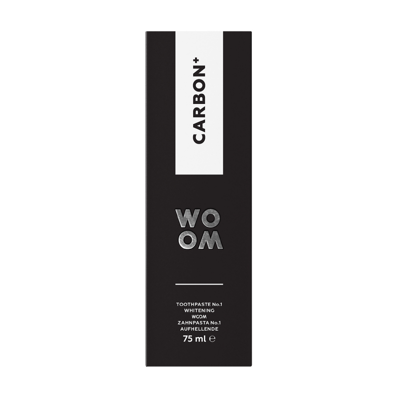 WOOM CARBON+ balinošā pasta ar melno ogli, 75 ml