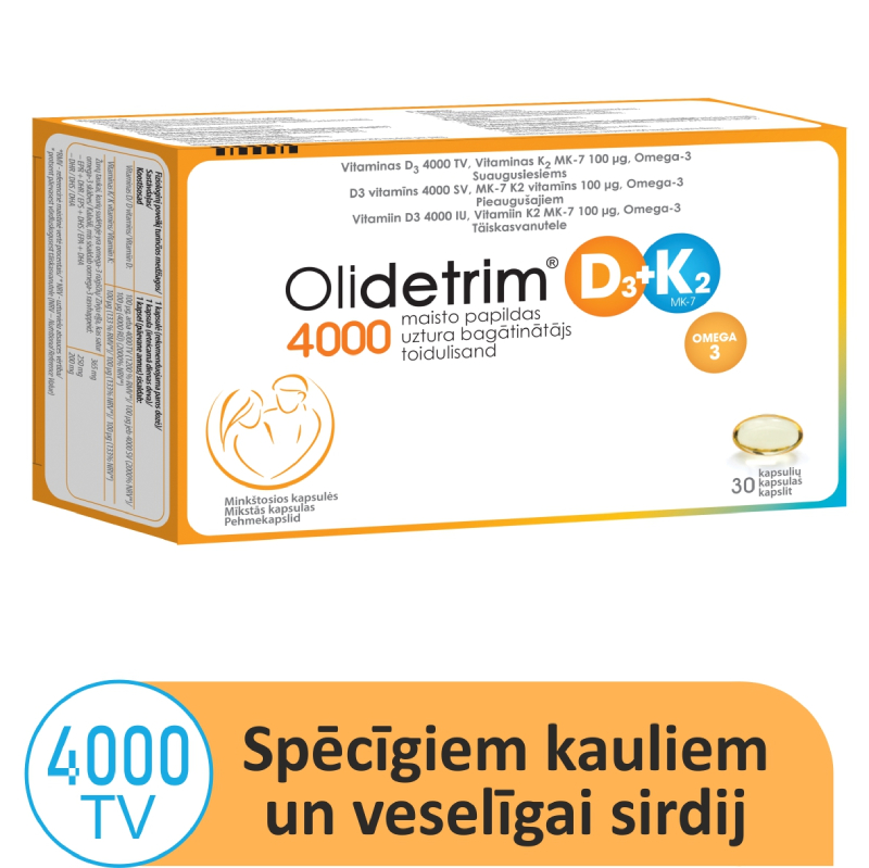 Olidetrim 4000 D3 + K2 Omega-3, 30 kapsulas