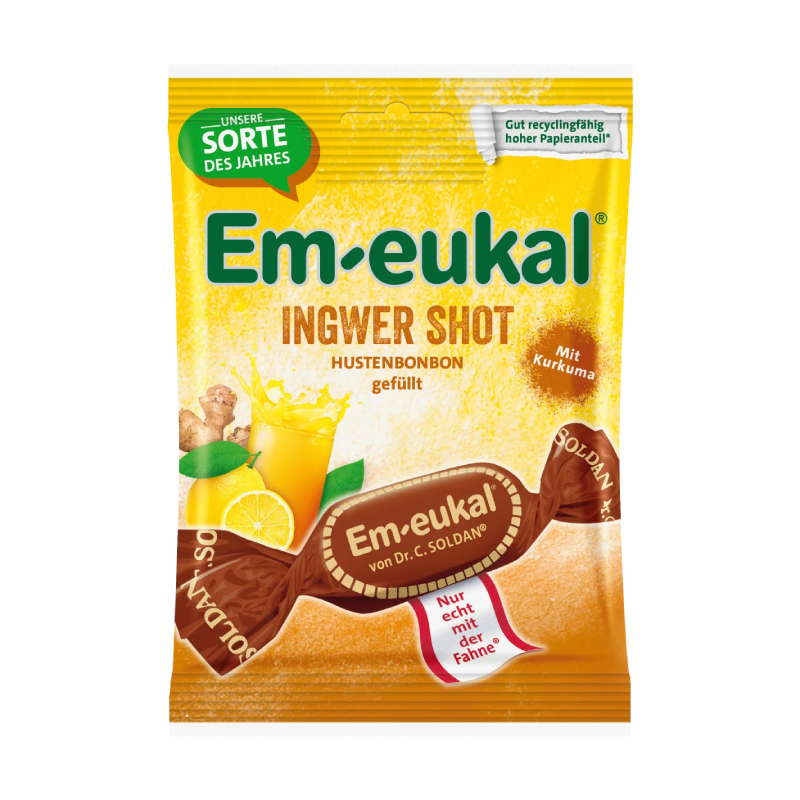 DR.SOLDAN Em-Eukal ImmunStark Ingwer Shot ar kurkumu un C vit. karameles 75g