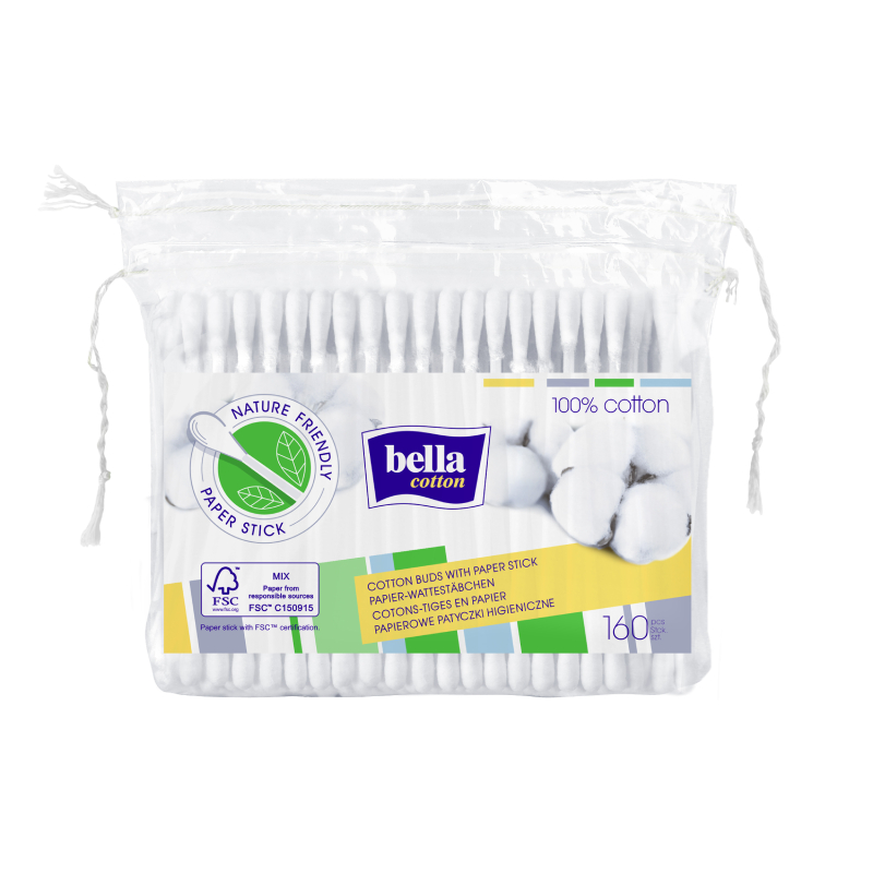 BELLA Cotton vates kociņi, 160 gab.